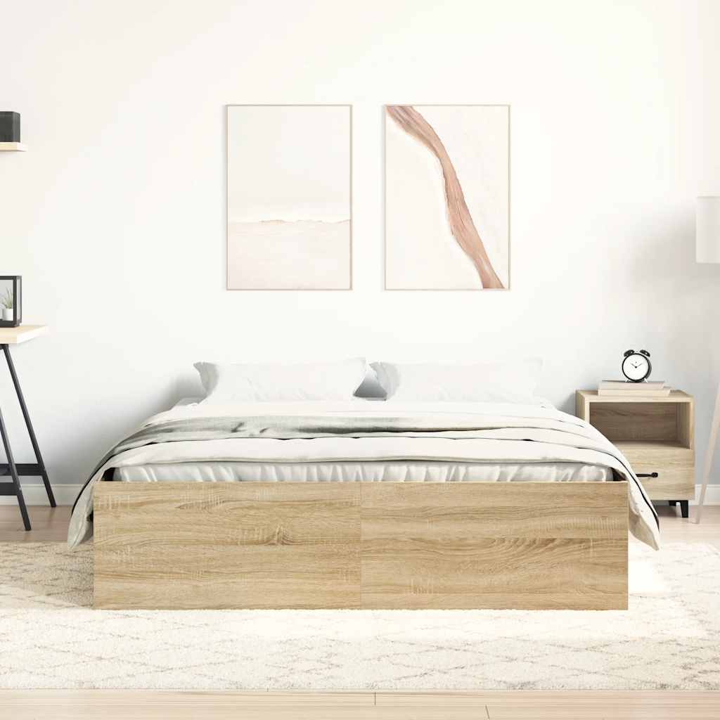 Bedframe sonoma eikenkleurig 150x200 cm King Size is nu te koop bij PeponiXL, paradijselijk wonen!