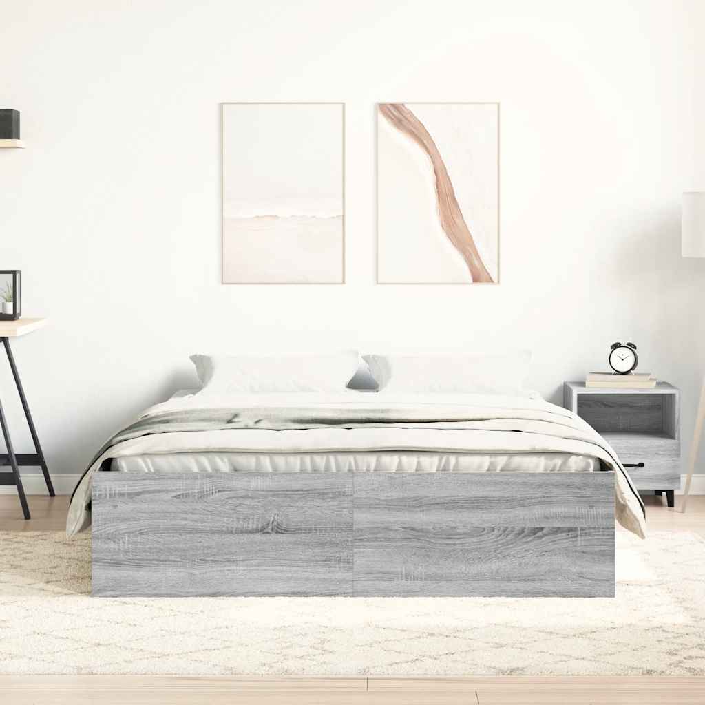 Bedframe grijs sonoma eikenkleurig 150x200 cm King Size is nu te koop bij PeponiXL, paradijselijk wonen!