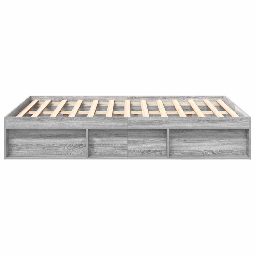 Bedframe grijs sonoma eikenkleurig 150x200 cm King Size is nu te koop bij PeponiXL, paradijselijk wonen!