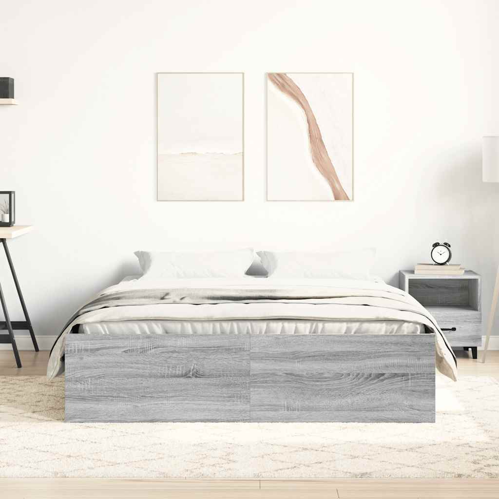 Bedframe grijs sonoma eikenkleurig 160x200 cm is nu te koop bij PeponiXL, paradijselijk wonen!
