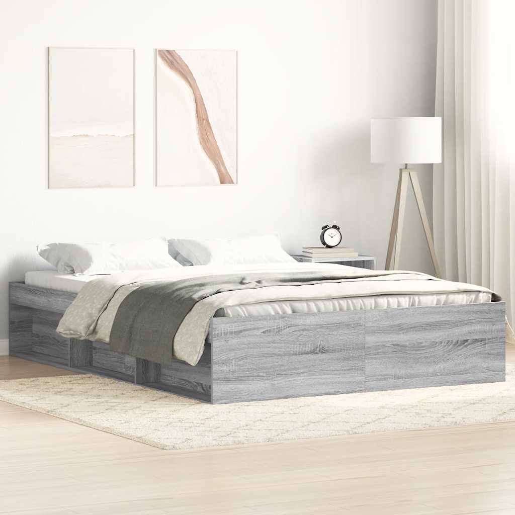 Bedframe grijs sonoma eikenkleurig 160x200 cm is nu te koop bij PeponiXL, paradijselijk wonen!