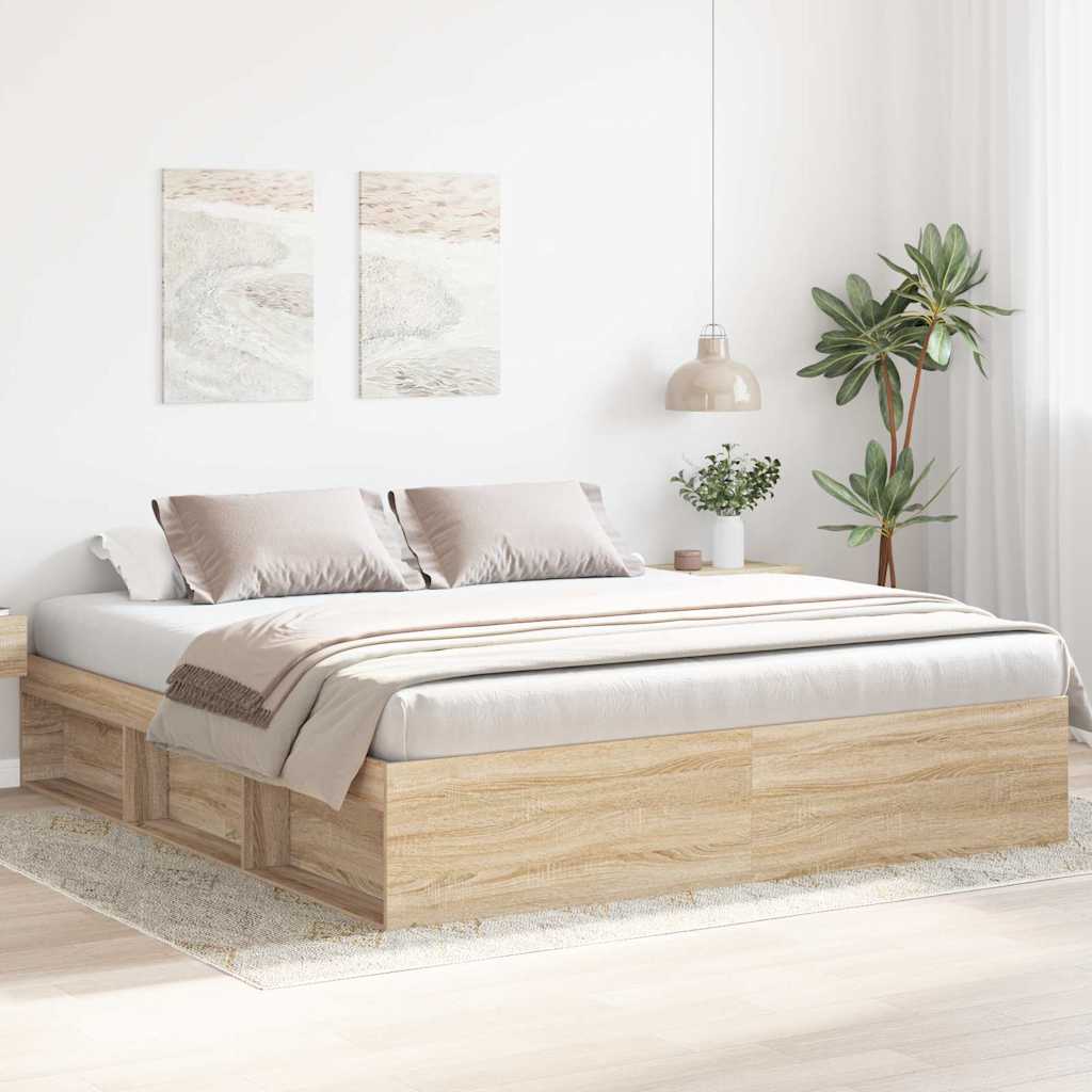 Bedframe sonoma eikenkleurig 180x200 cm Super King Size is nu te koop bij PeponiXL, paradijselijk wonen!