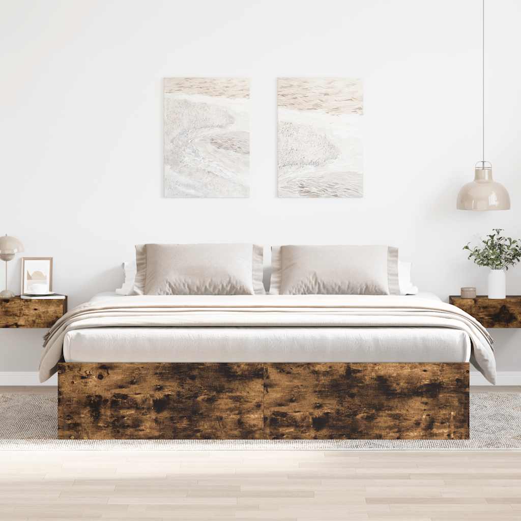 Bedframe gerookt eikenkleurig 180x200 cm Super King Size is nu te koop bij PeponiXL, paradijselijk wonen!