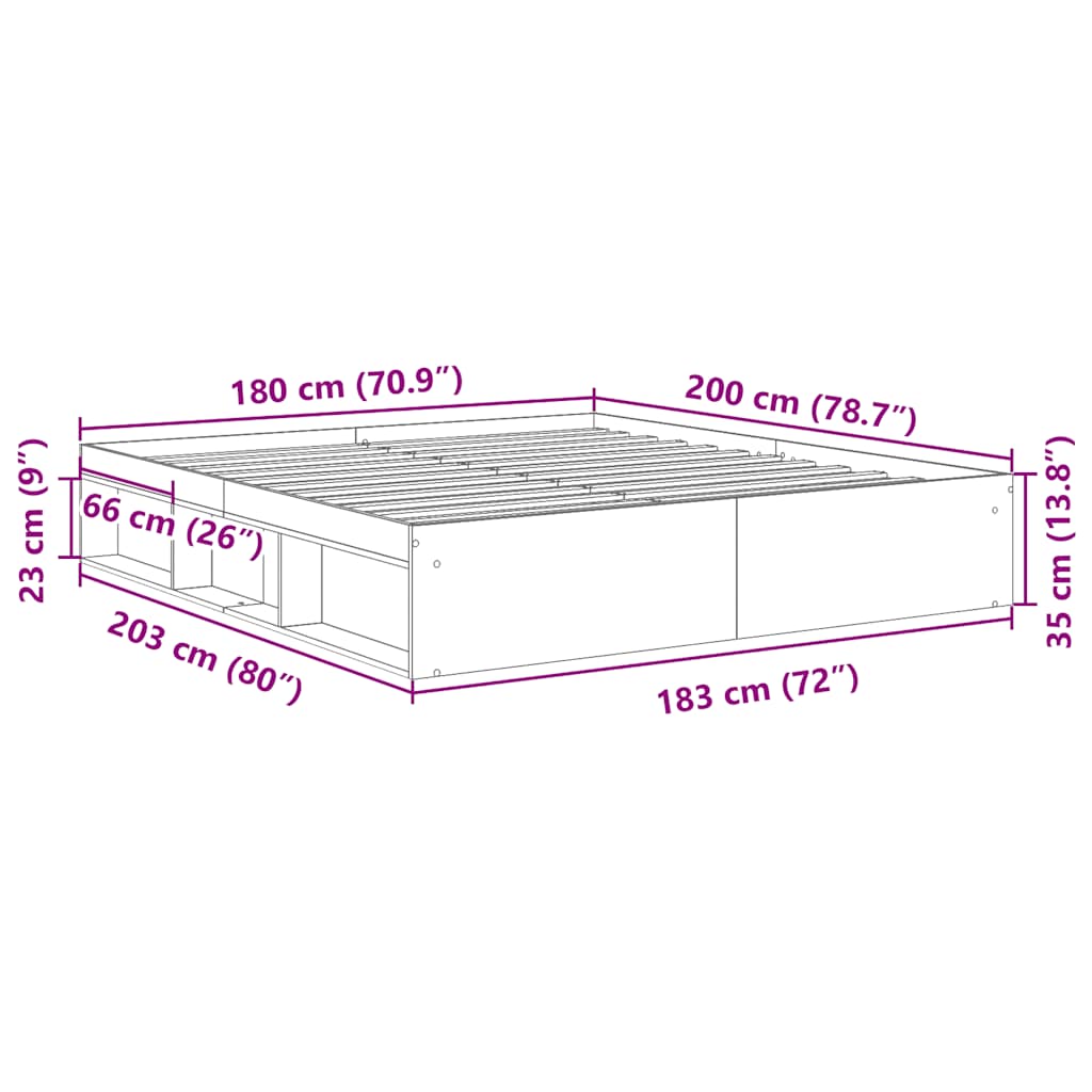 Bedframe gerookt eikenkleurig 180x200 cm Super King Size is nu te koop bij PeponiXL, paradijselijk wonen!