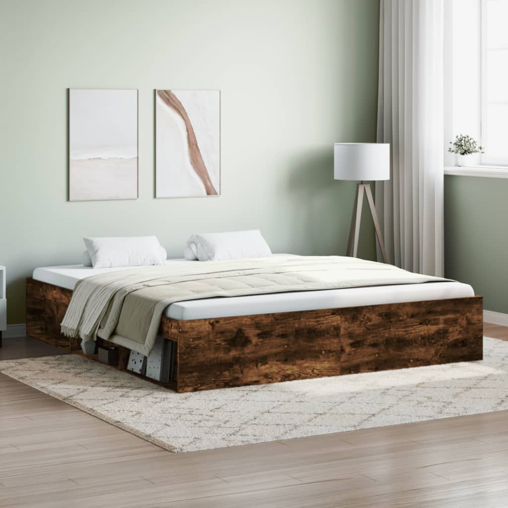 Bedframe gerookt eikenkleurig 180x200 cm Super King Size is nu te koop bij PeponiXL, paradijselijk wonen!