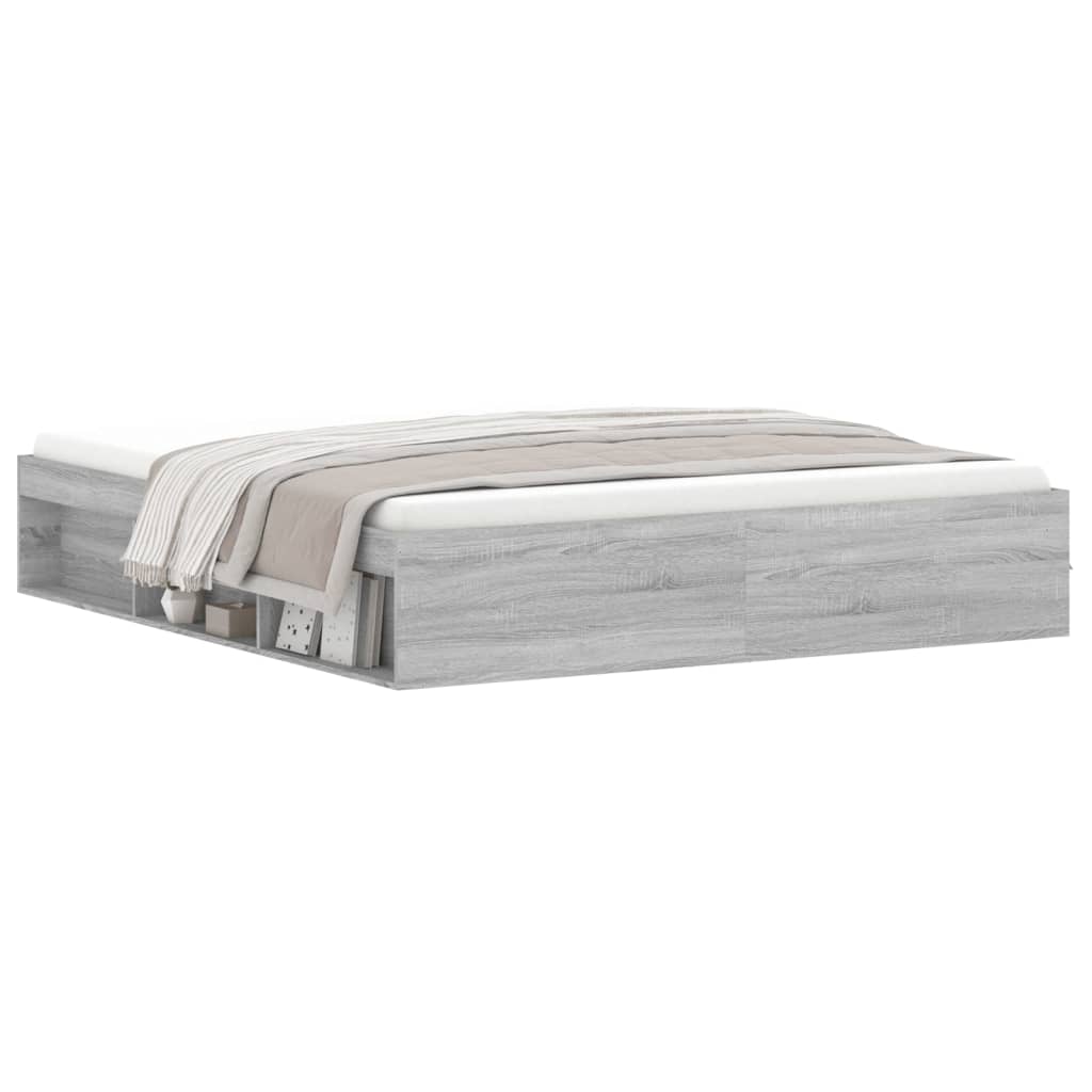 Bedframe grijs sonoma eikenkleurig 180x200 cm Super King Size is nu te koop bij PeponiXL, paradijselijk wonen!
