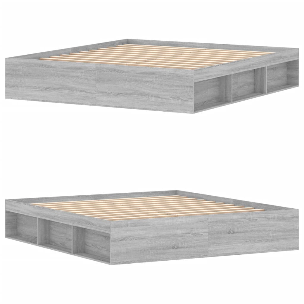 Bedframe grijs sonoma eikenkleurig 180x200 cm Super King Size is nu te koop bij PeponiXL, paradijselijk wonen!