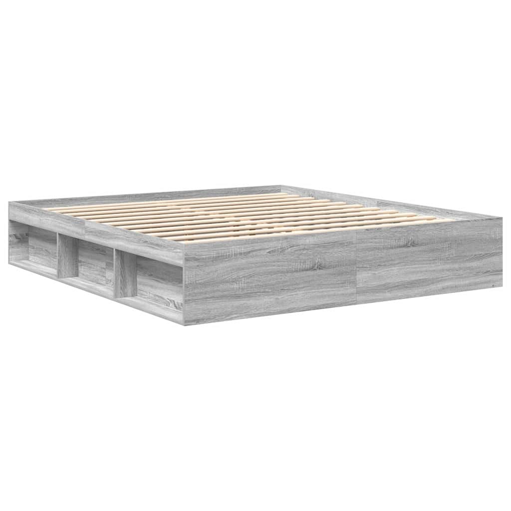 Bedframe grijs sonoma eikenkleurig 180x200 cm Super King Size is nu te koop bij PeponiXL, paradijselijk wonen!