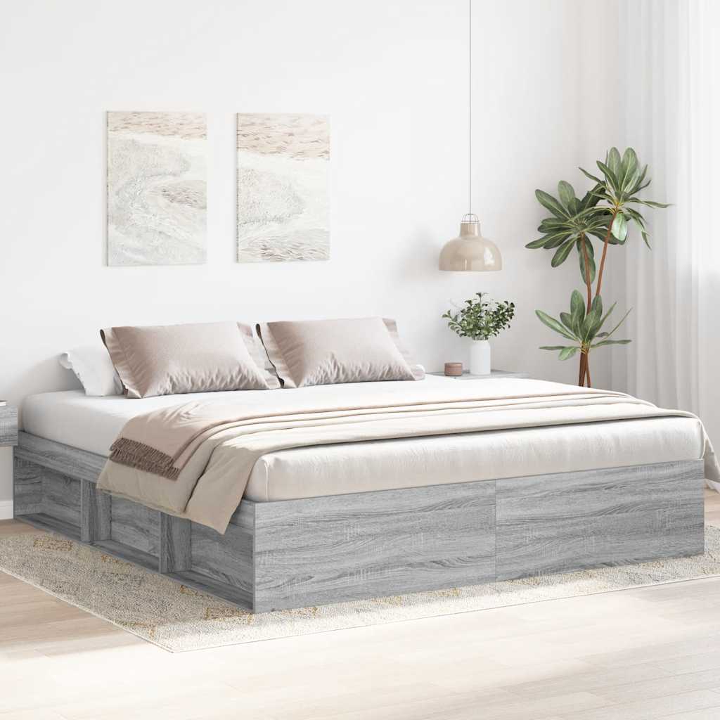 Bedframe grijs sonoma eikenkleurig 180x200 cm Super King Size is nu te koop bij PeponiXL, paradijselijk wonen!