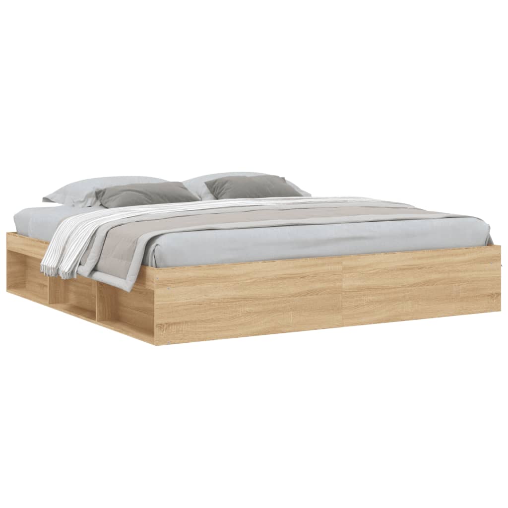 Bedframe sonoma eikenkleurig 200x200 cm is nu te koop bij PeponiXL, paradijselijk wonen!