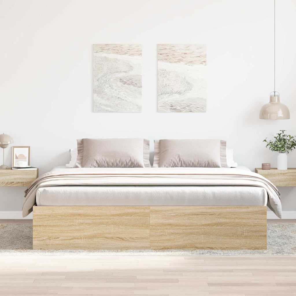 Bedframe sonoma eikenkleurig 200x200 cm is nu te koop bij PeponiXL, paradijselijk wonen!
