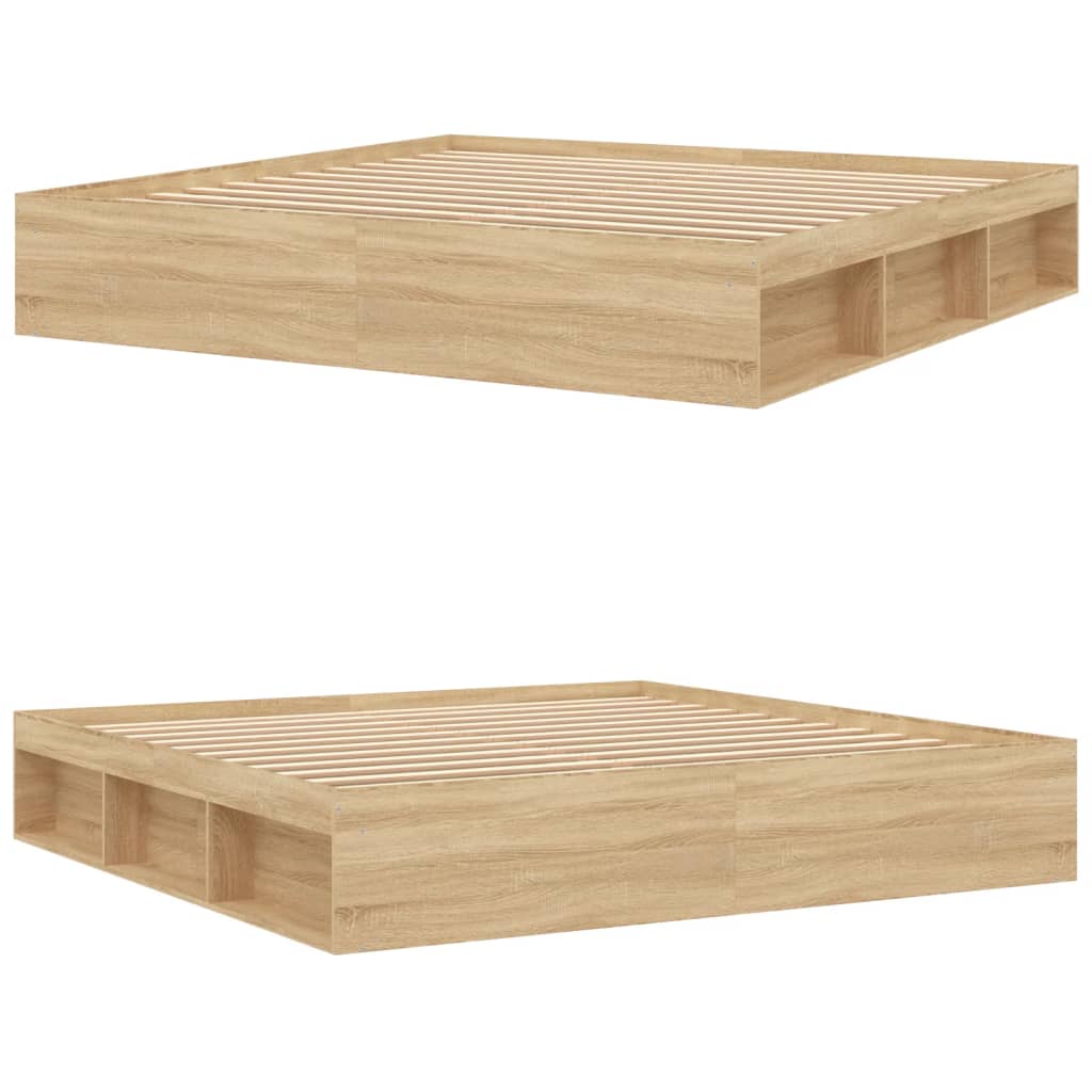 Bedframe sonoma eikenkleurig 200x200 cm is nu te koop bij PeponiXL, paradijselijk wonen!