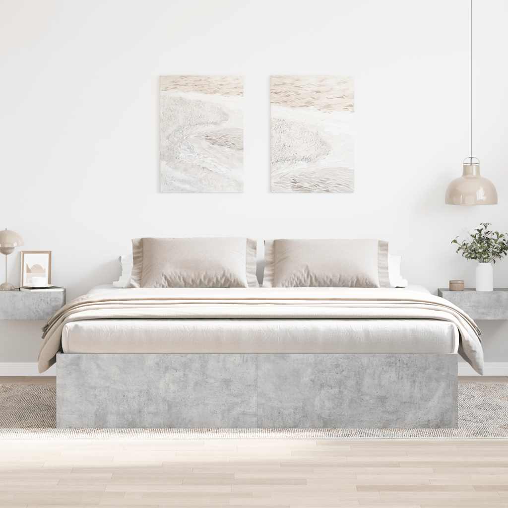 Bedframe betongrijs 200x200 cm