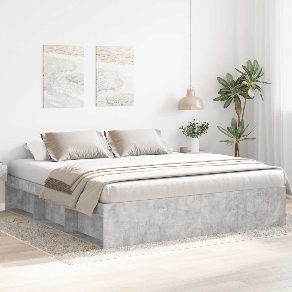 Bedframe betongrijs 200x200 cm