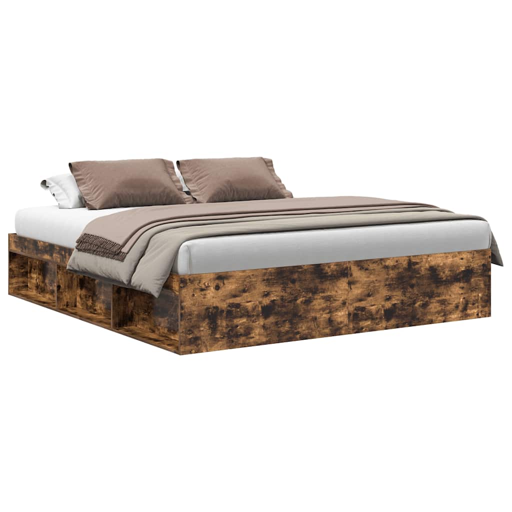 Bedframe gerookt eikenkleurig 200x200 cm is nu te koop bij PeponiXL, paradijselijk wonen!