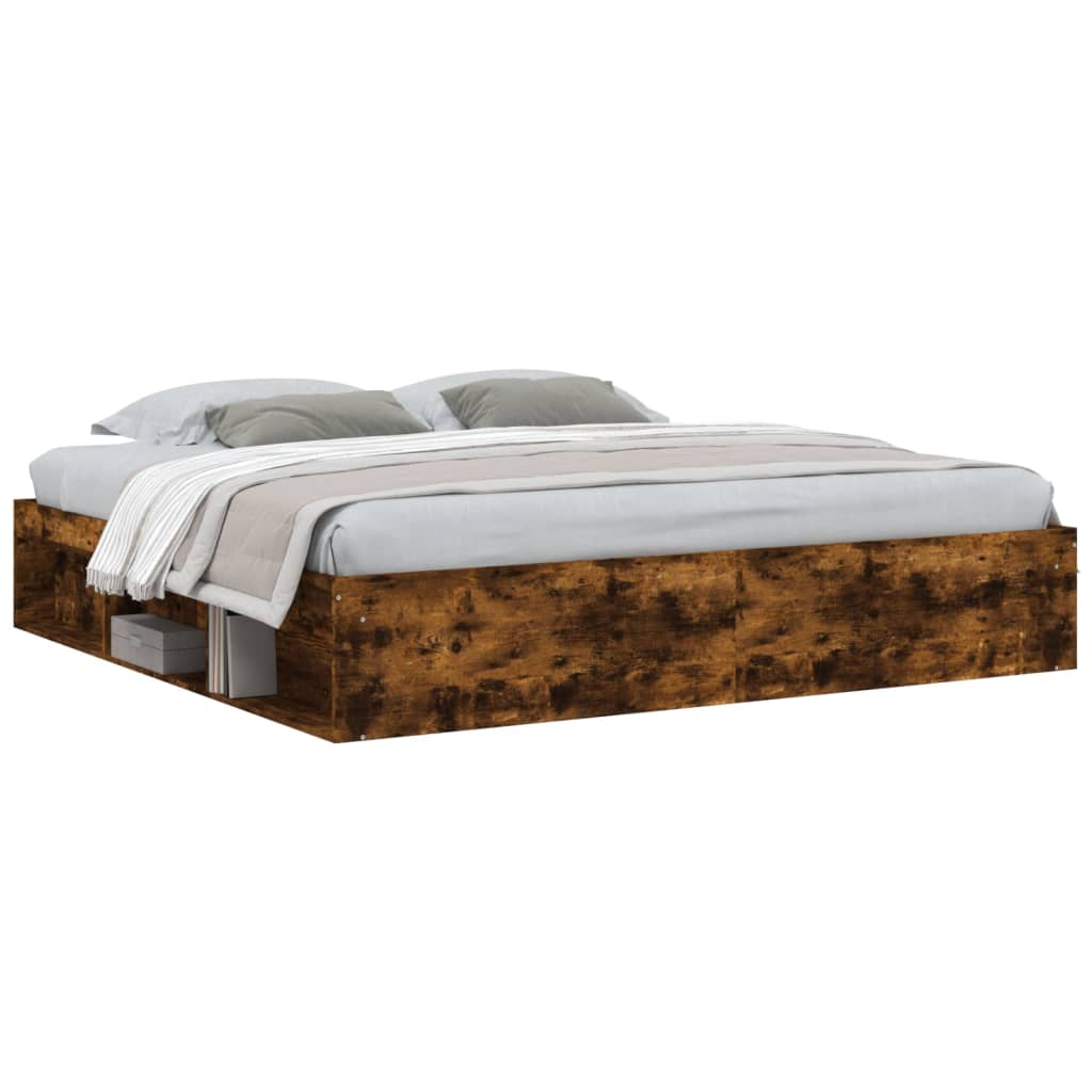 Bedframe gerookt eikenkleurig 200x200 cm is nu te koop bij PeponiXL, paradijselijk wonen!