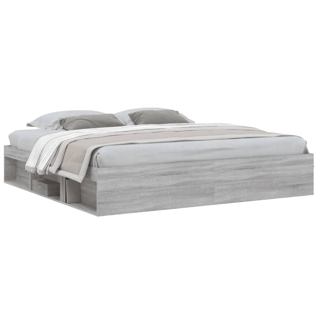 Bedframe grijs sonoma eikenkleurig 200x200 cm is nu te koop bij PeponiXL, paradijselijk wonen!