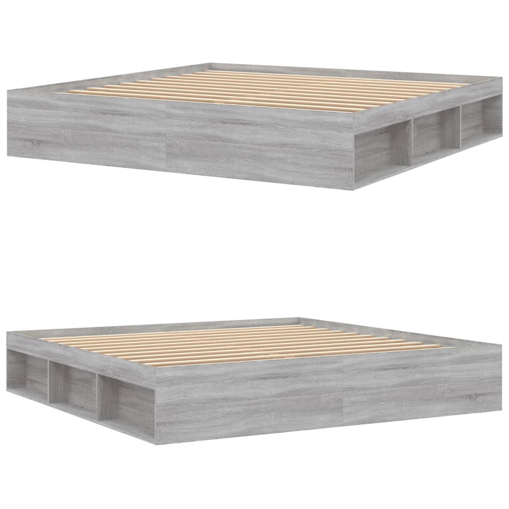Bedframe grijs sonoma eikenkleurig 200x200 cm is nu te koop bij PeponiXL, paradijselijk wonen!