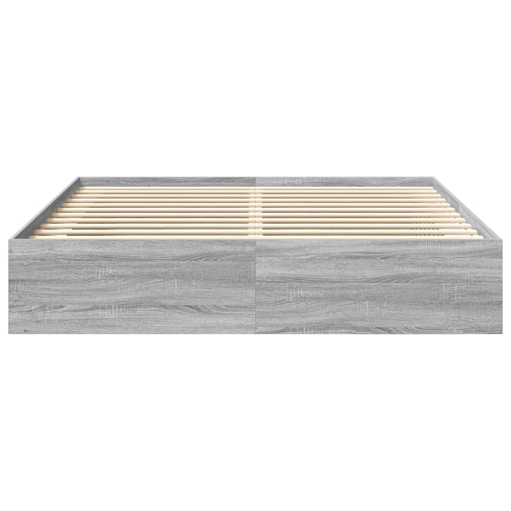 Bedframe grijs sonoma eikenkleurig 200x200 cm is nu te koop bij PeponiXL, paradijselijk wonen!