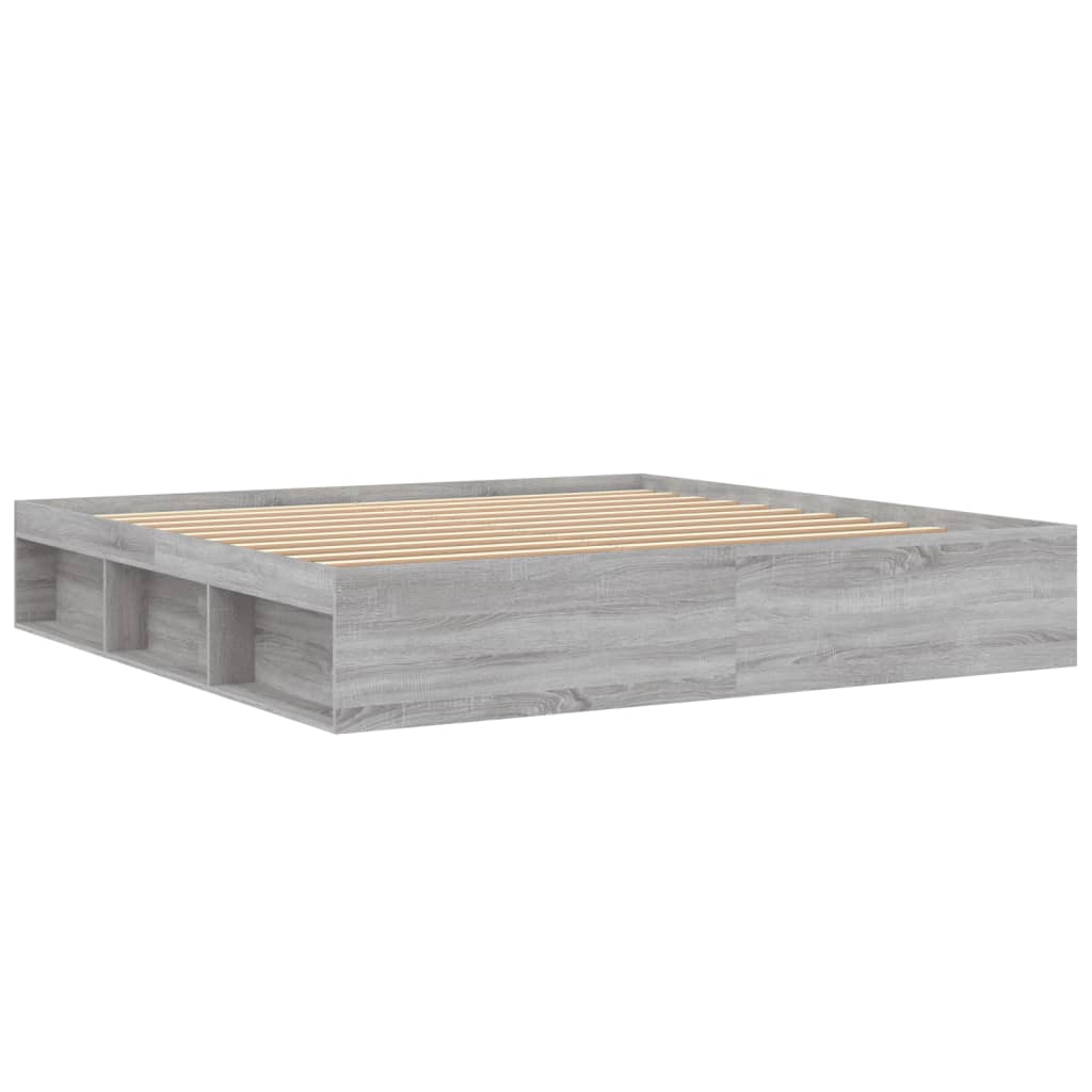 Bedframe grijs sonoma eikenkleurig 200x200 cm is nu te koop bij PeponiXL, paradijselijk wonen!