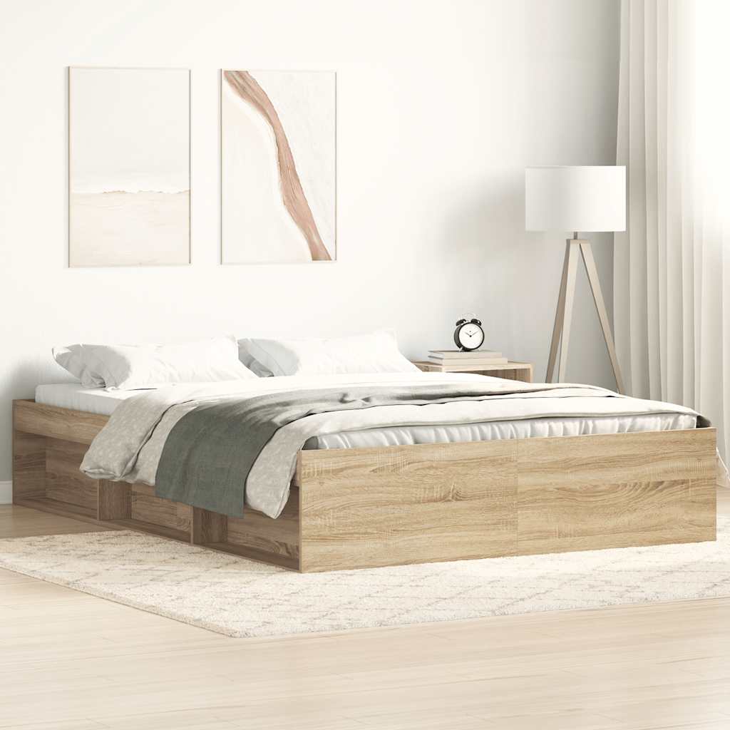 Bedframe sonoma eikenkleurig 120x190 cm is nu te koop bij PeponiXL, paradijselijk wonen!