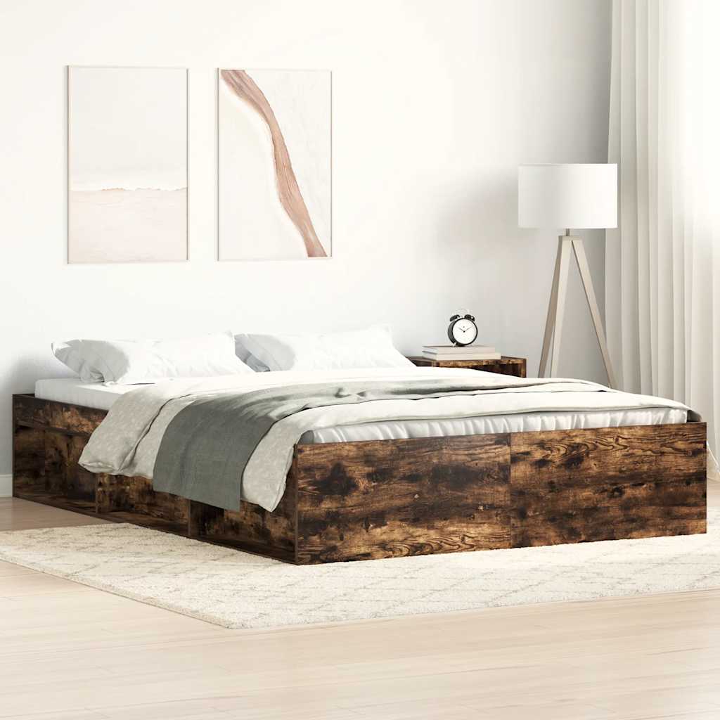 Bedframe gerookt eikenkleurig 140x190 cm is nu te koop bij PeponiXL, paradijselijk wonen!