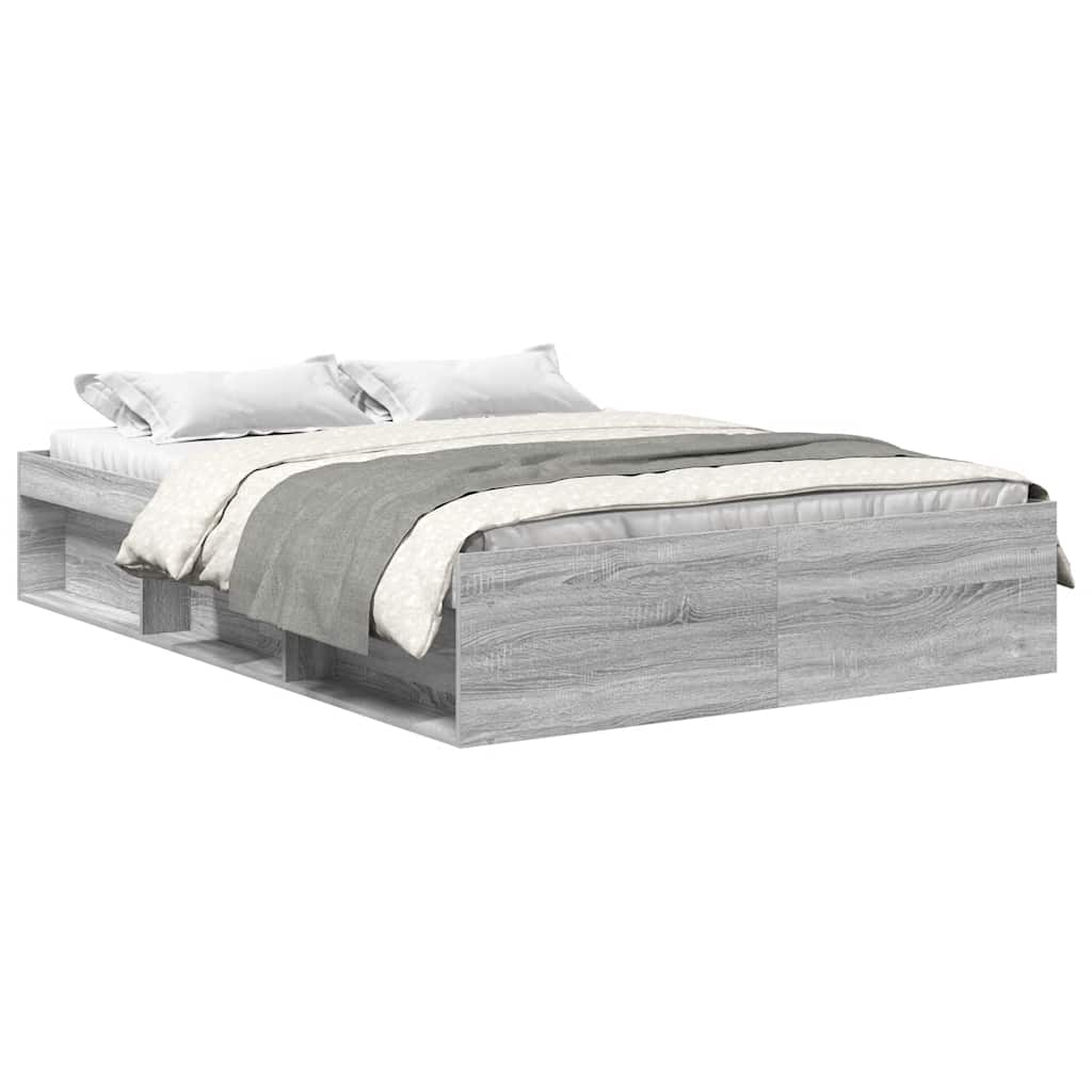 Bedframe grijs sonoma eikenkleurig 140x190 cm is nu te koop bij PeponiXL, paradijselijk wonen!