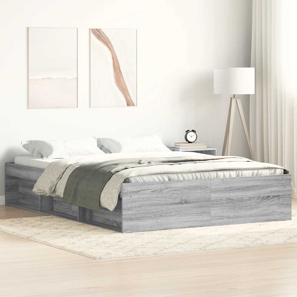 Bedframe grijs sonoma eikenkleurig 140x190 cm is nu te koop bij PeponiXL, paradijselijk wonen!