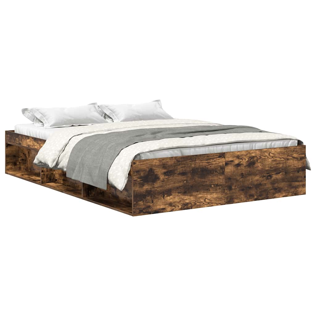Bedframe gerookt eikenkleurig 135x190 cm Double is nu te koop bij PeponiXL, paradijselijk wonen!