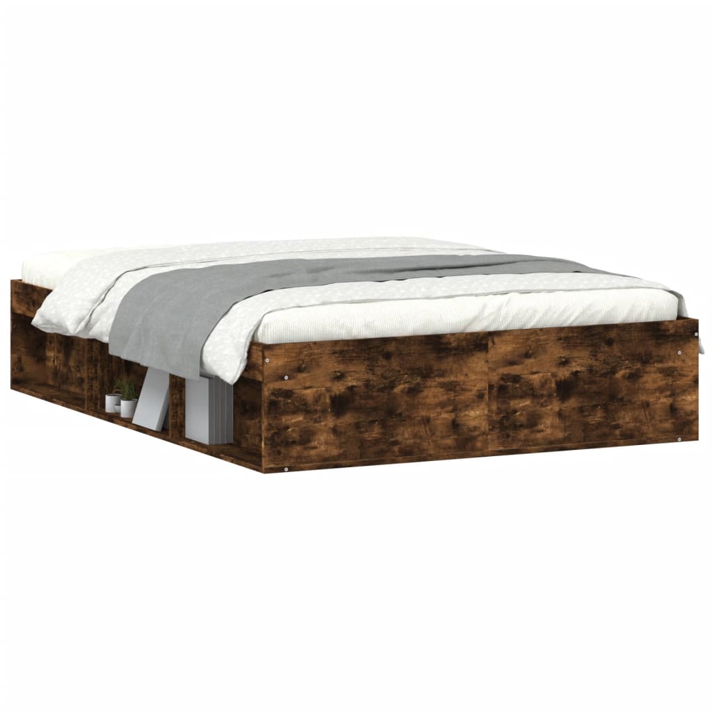 Bedframe gerookt eikenkleurig 135x190 cm Double is nu te koop bij PeponiXL, paradijselijk wonen!