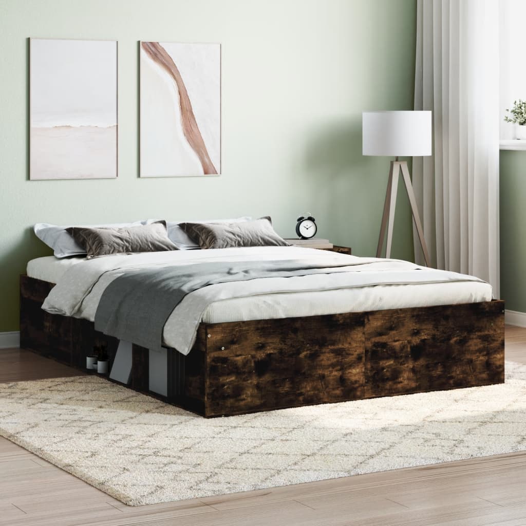 Bedframe gerookt eikenkleurig 135x190 cm Double is nu te koop bij PeponiXL, paradijselijk wonen!