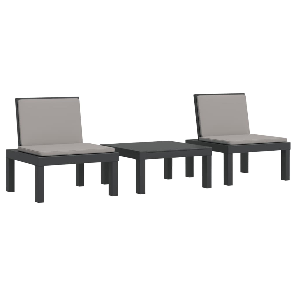 3-delige Loungeset met kussens PP antracietkleurig is nu te koop bij PeponiXL, paradijselijk wonen!