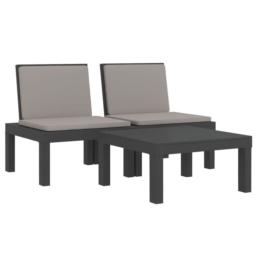 3-delige Loungeset met kussens PP antracietkleurig is nu te koop bij PeponiXL, paradijselijk wonen!