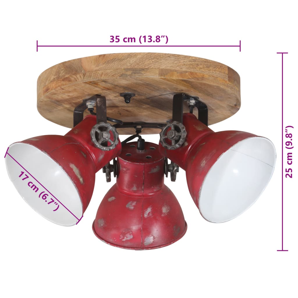 Plafondlamp 25 W E27 35x35x25 cm verweerd rood is nu te koop bij PeponiXL, paradijselijk wonen!