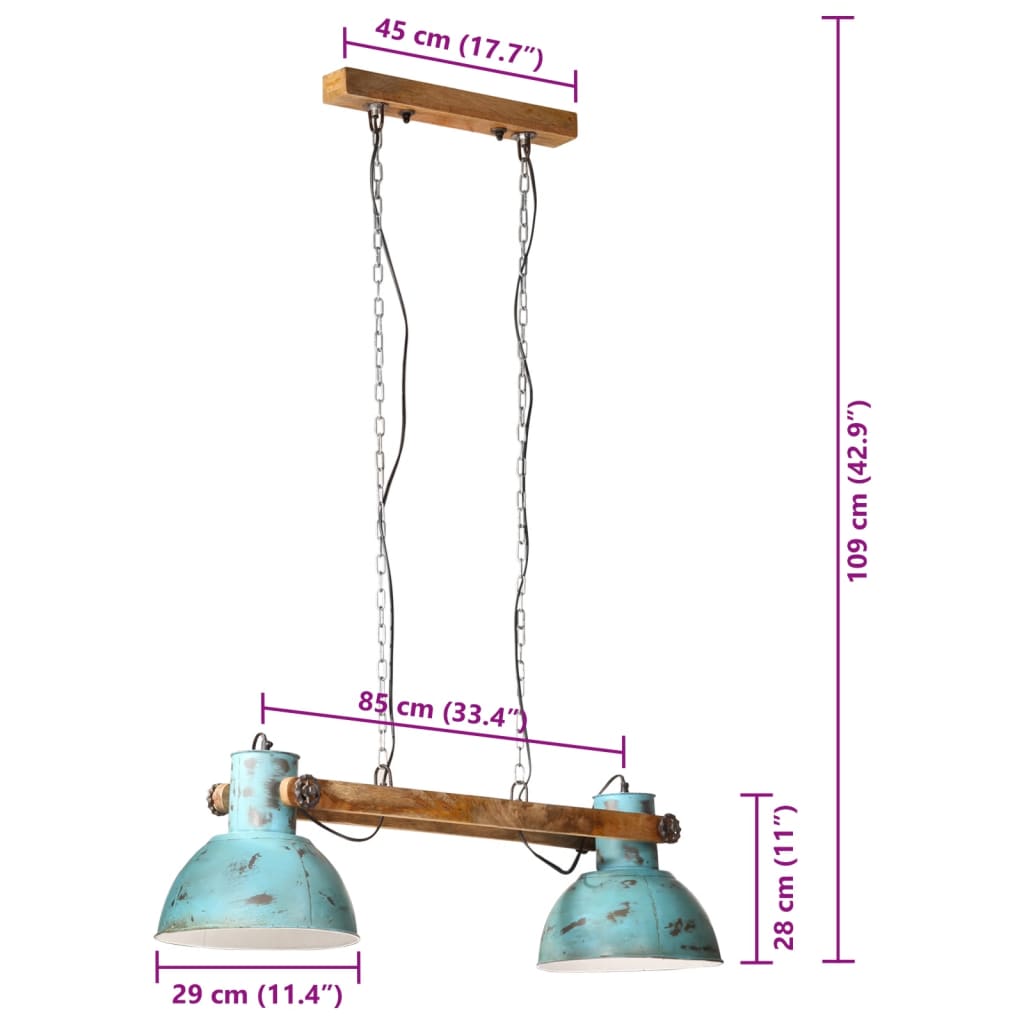 Hanglamp 25 W E27 85x28x109 cm verweerd blauw is nu te koop bij PeponiXL, paradijselijk wonen!