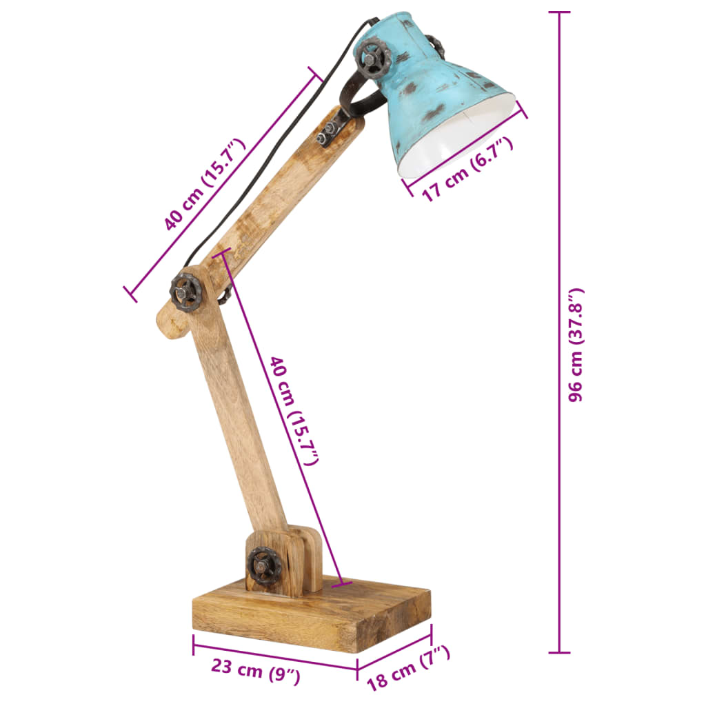 Bureaulamp 25 W E27 23x18x96 cm verweerd blauw is nu te koop bij PeponiXL, paradijselijk wonen!