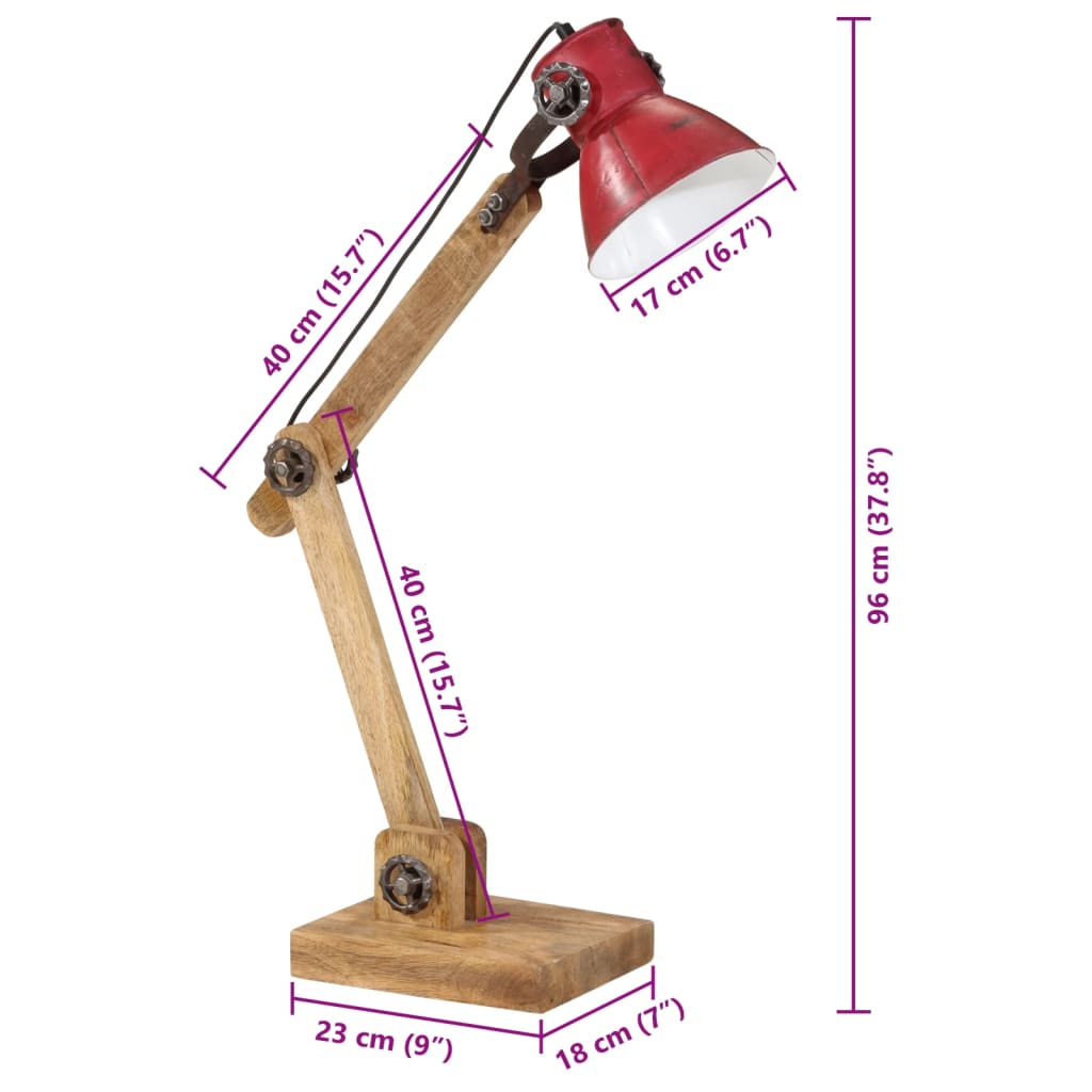 Bureaulamp 25 W E27 23x18x96 cm verweerd rood is nu te koop bij PeponiXL, paradijselijk wonen!