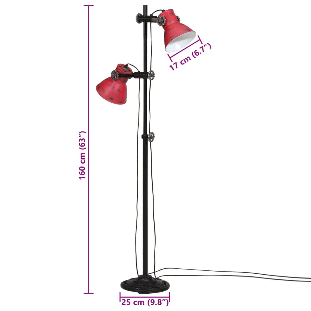 Vloerlamp 25 W E27 25x25x90/140 cm verweerd rood is nu te koop bij PeponiXL, paradijselijk wonen!