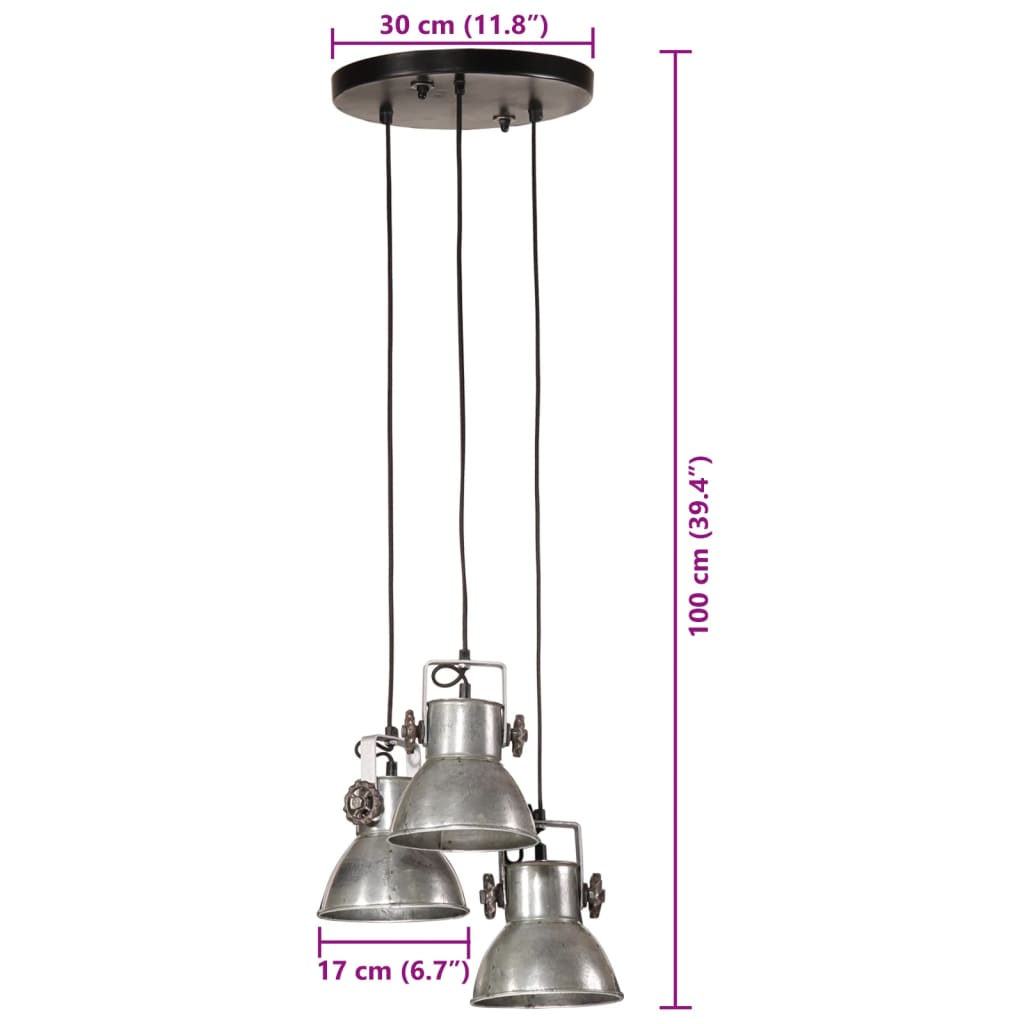 Hanglamp 25 W E27 30x30x100 cm vintage zilverkleurig is nu te koop bij PeponiXL, paradijselijk wonen!