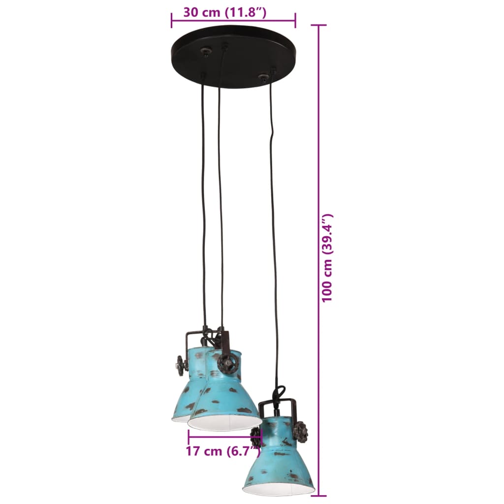 Hanglamp 25 W E27 30x30x100 cm verweerd blauw is nu te koop bij PeponiXL, paradijselijk wonen!