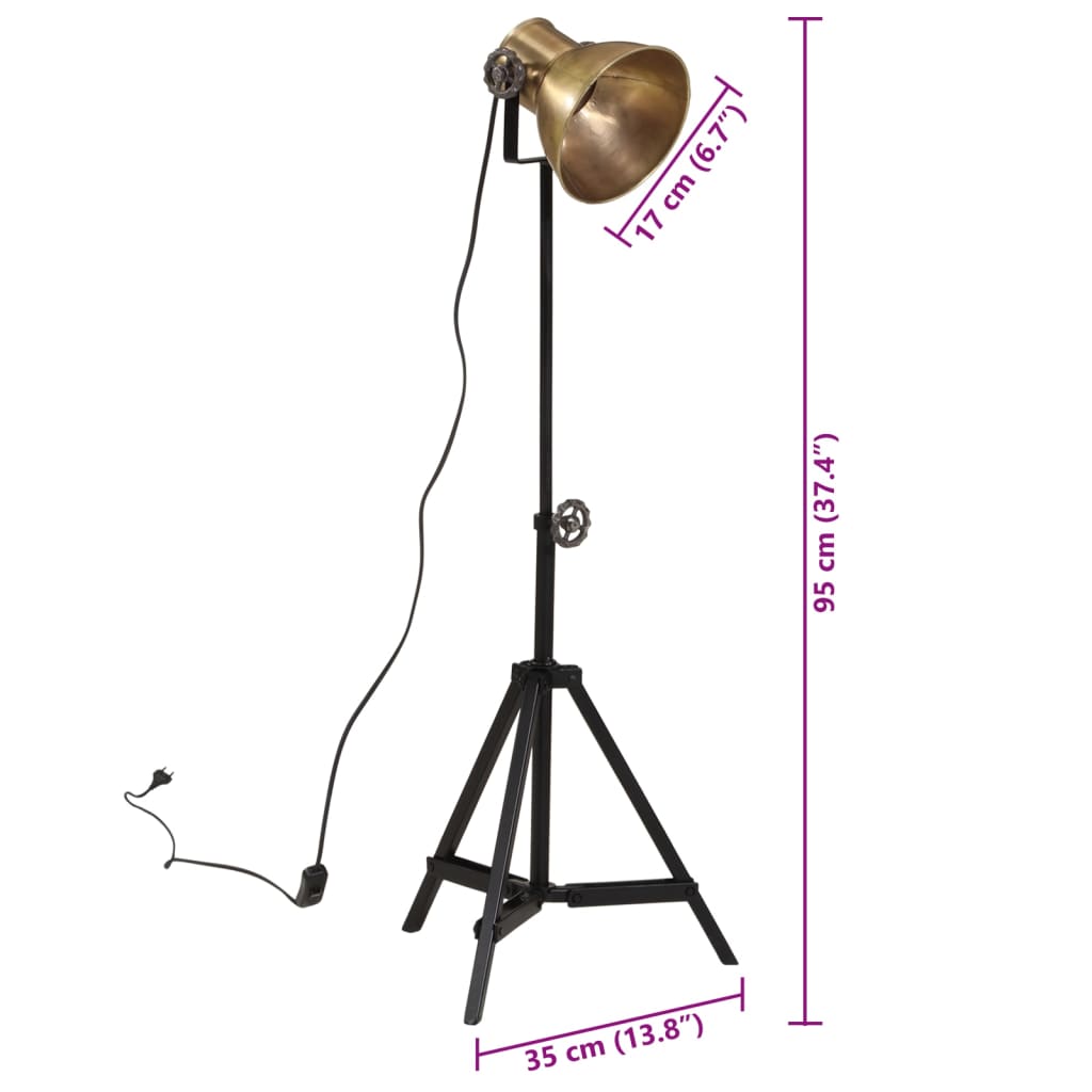 Vloerlamp 25 W E27 35x35x65/95 cm antiek messingkleurig is nu te koop bij PeponiXL, paradijselijk wonen!