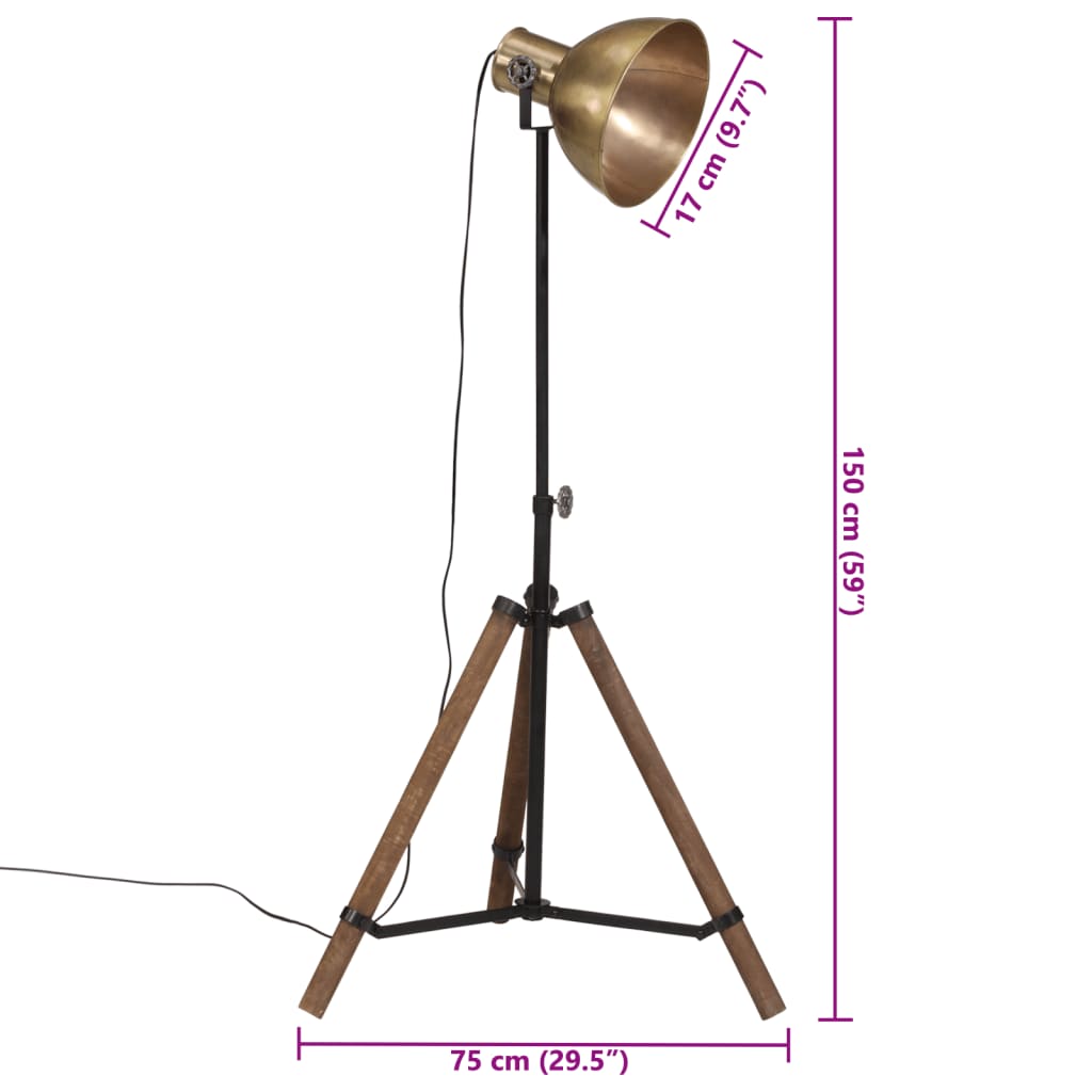 Vloerlamp 25 W E27 75x75x90-150 cm antiek messingkleurig is nu te koop bij PeponiXL, paradijselijk wonen!