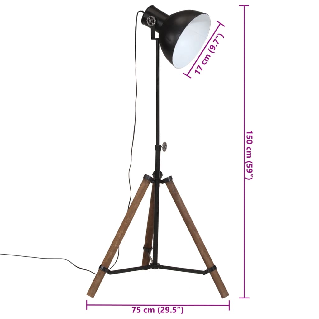 Vloerlamp 25 W E27 75x75x90-150 cm zwart is nu te koop bij PeponiXL, paradijselijk wonen!