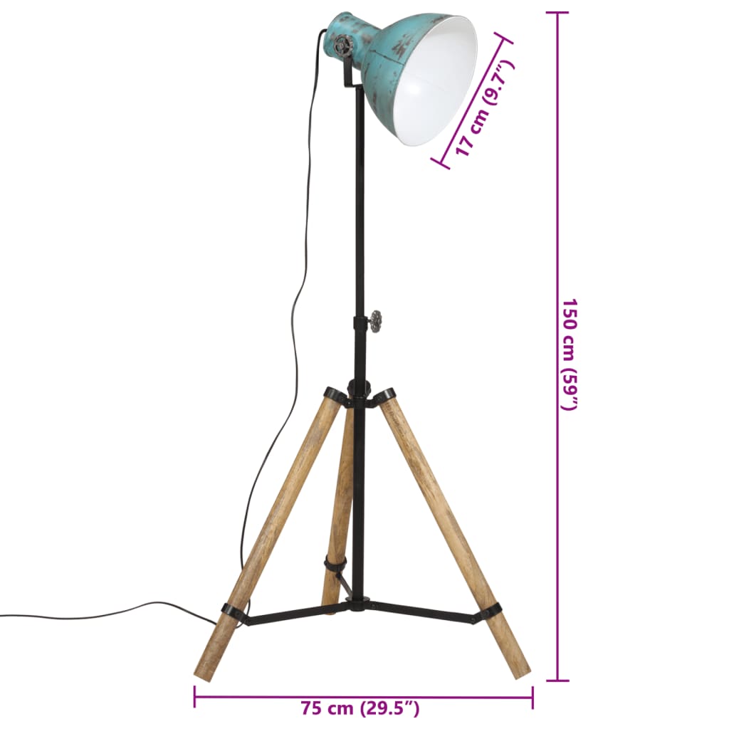 Vloerlamp 25 W E27 75x75x90-150 cm verweerd blauw is nu te koop bij PeponiXL, paradijselijk wonen!