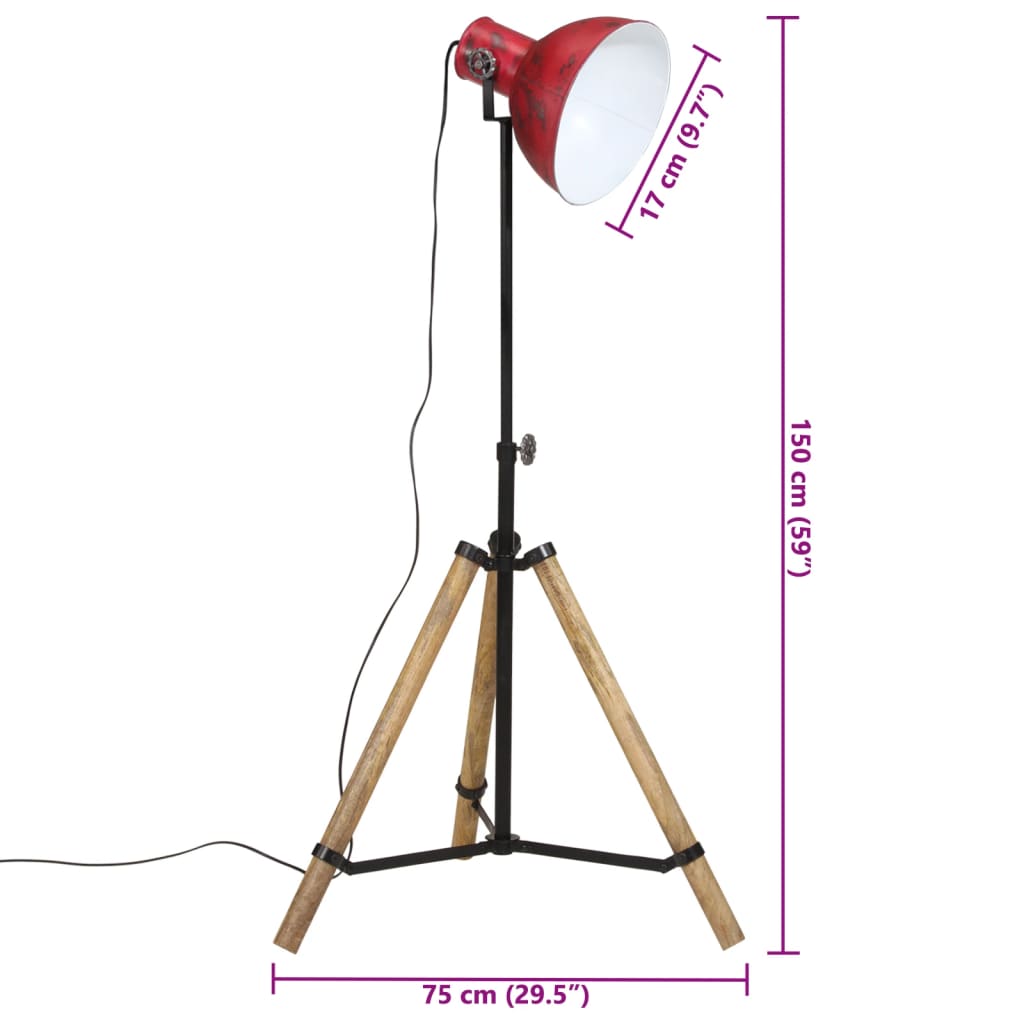 Vloerlamp 25 W E27 75x75x90-150 cm verweerd rood is nu te koop bij PeponiXL, paradijselijk wonen!