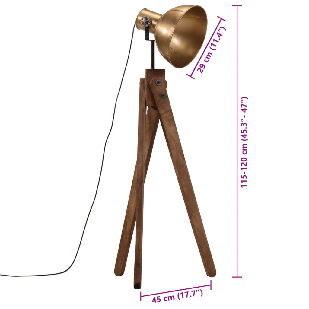 Vloerlamp 25 W E27 45x45x120 cm antiek messingkleurig is nu te koop bij PeponiXL, paradijselijk wonen!