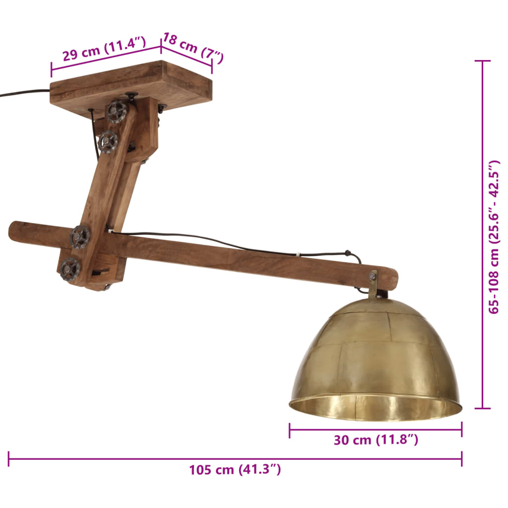 Plafondlamp 25 W E27 105x30x65-108 cm antiek messingkleurig is nu te koop bij PeponiXL, paradijselijk wonen!