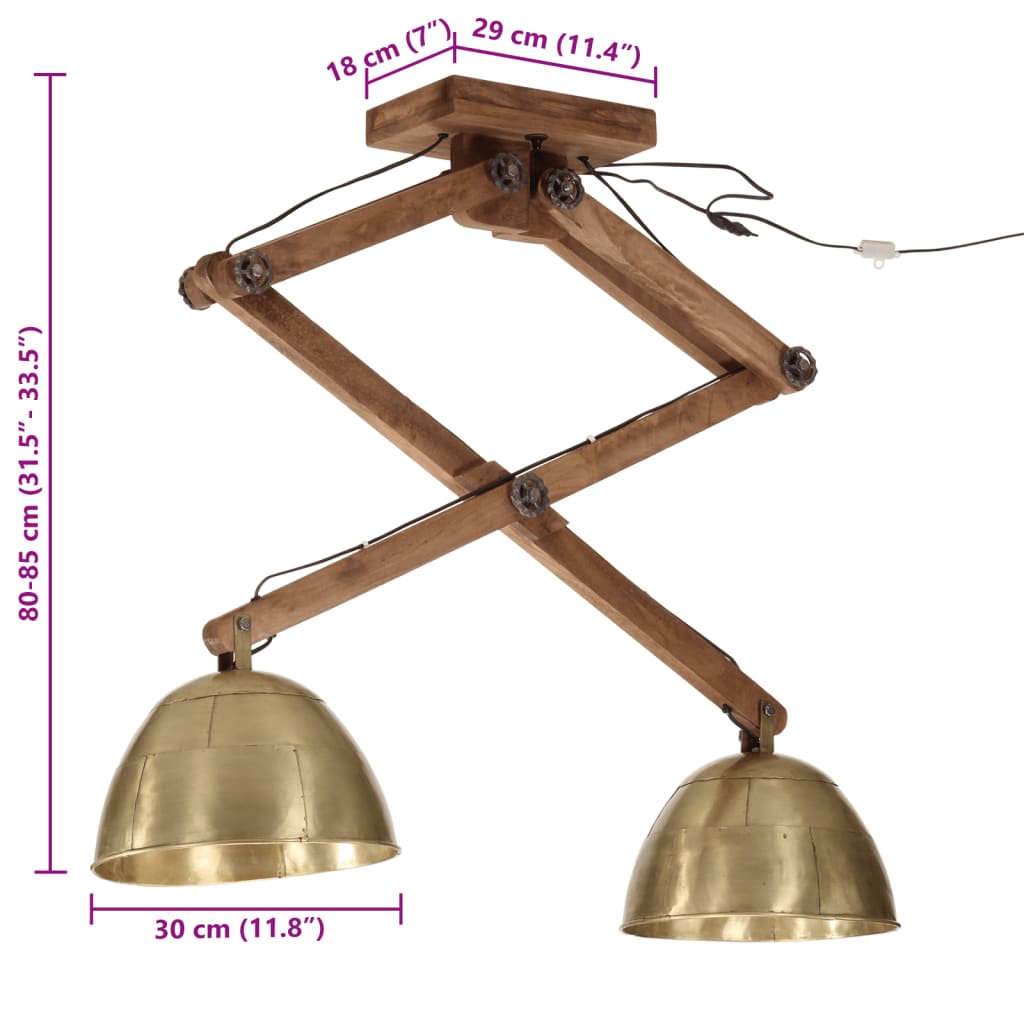 Plafondlamp 25 W E27 29x18x85 cm antiek messingkleurig is nu te koop bij PeponiXL, paradijselijk wonen!