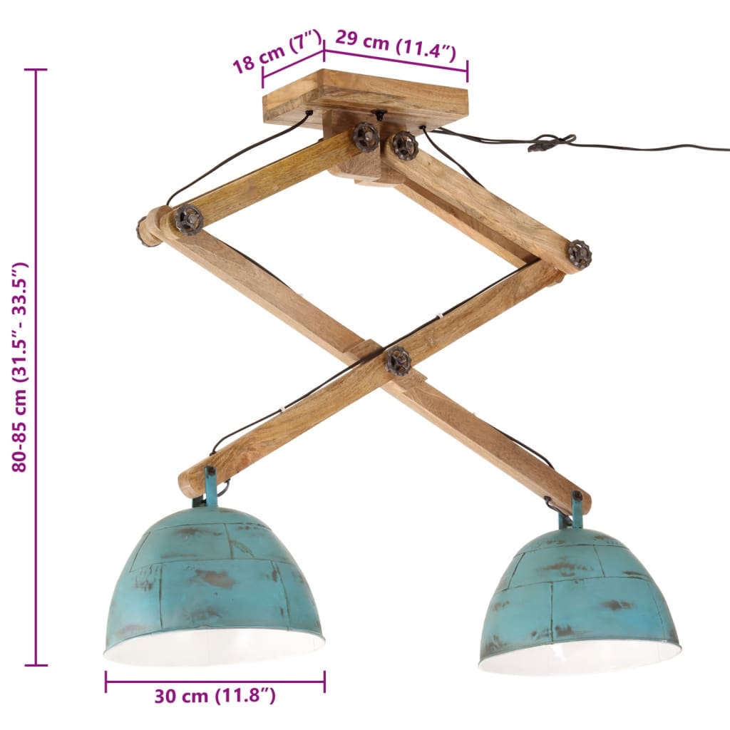 Plafondlamp 25 W E27 29x18x85 cm verweerd blauw is nu te koop bij PeponiXL, paradijselijk wonen!