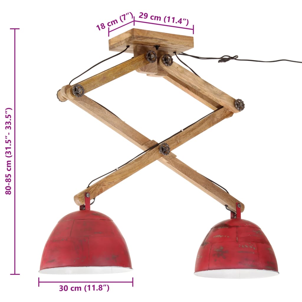 Plafondlamp 25 W E27 29x18x85 cm verweerd rood is nu te koop bij PeponiXL, paradijselijk wonen!